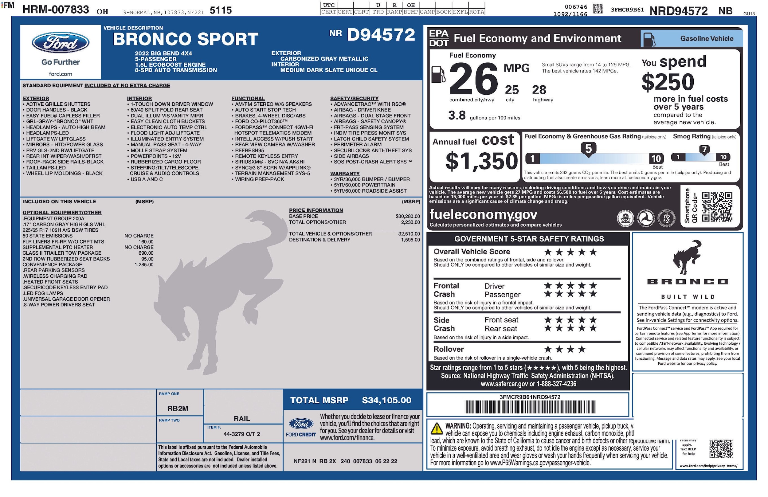 ford bronco sport 2022 3FMCR9B61NRD94572 image ford bronco sport 2022 3FMCR9B61NRD94572 image